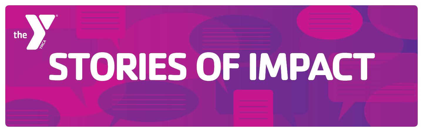 Stories of Impact, in white text over purple and pink background